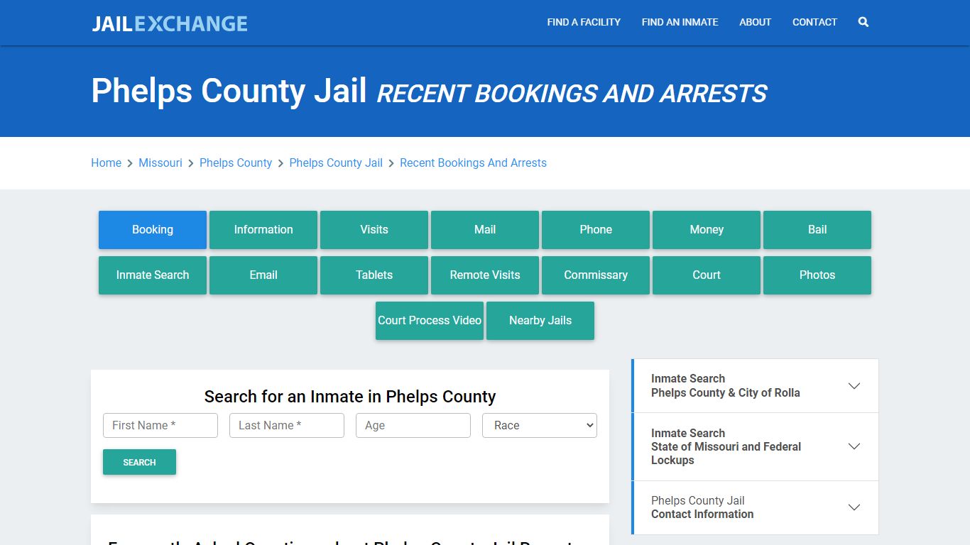 Phelps County Jail MO Recent Arrests and Bookings - Jail Exchange